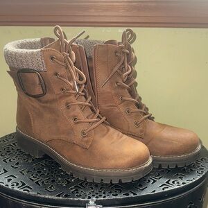 Cliff Brown Buckle Lace-up Boots